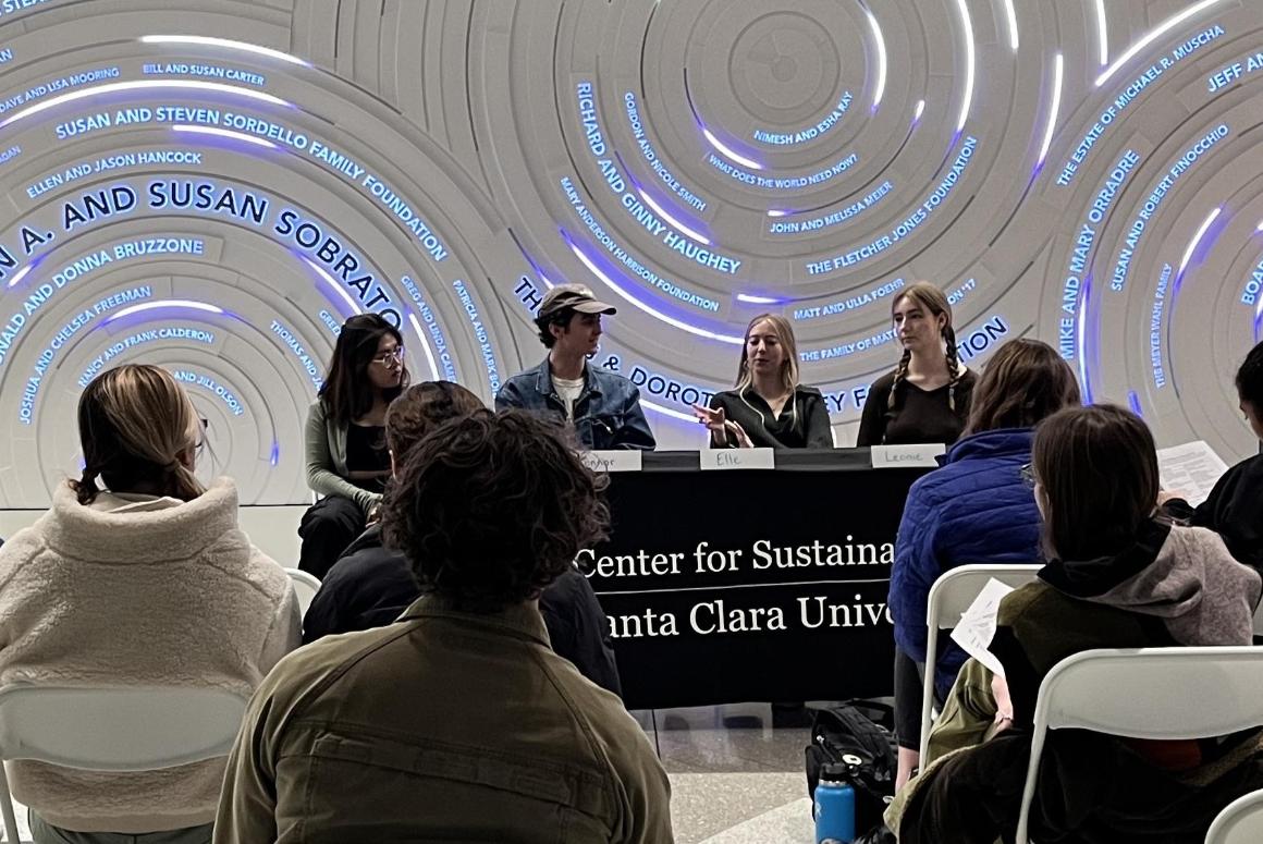 Students on a panel