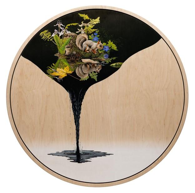 forest artwork with a squirrel
