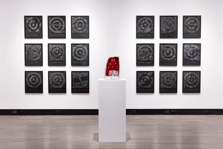 artwork of photos on wall