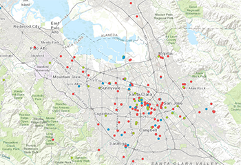 Map titled drescher religion map showing various religious sites marked by symbols.