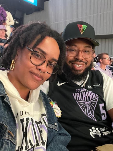 A photo of Prof. Justin Clardy and their partner Nannearl Brown.