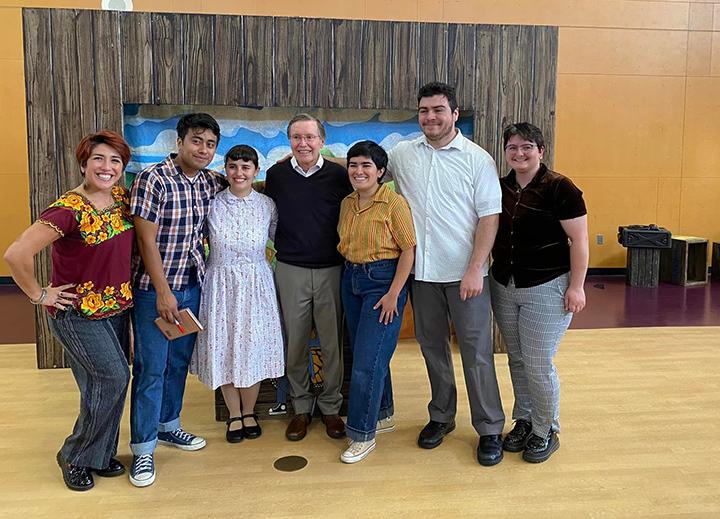 Francisco Jiminez with the cast & director of PCPAs production of  Breaking Through