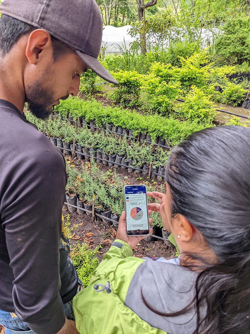 Testing the NicaAgua mobile app in the field.