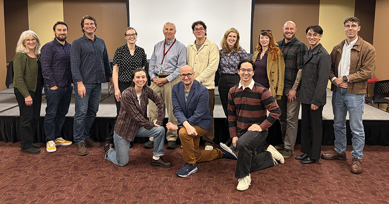 Philosophy faculty, staff, students, and alumni in the California Mission Room, Benson Memorial Center, Santa Clara University.