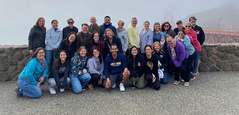 Francesca DUrzo and fellow participants in San Francisco with the Golden Gate Bridge in the background