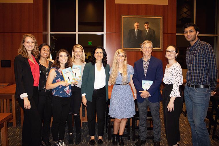 Author Huda Al-Marashi with faculty and students 