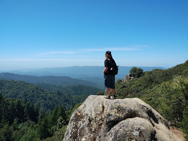 Luke Carlson, Class of 2027, at Goat Rock in Castle Rock State Park (photo by Bryn Evans)