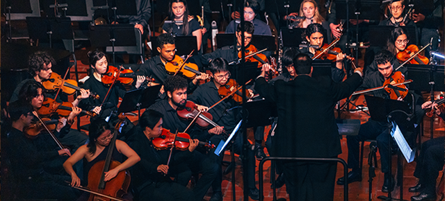 Orchestra performing in Mission Santa Clara 