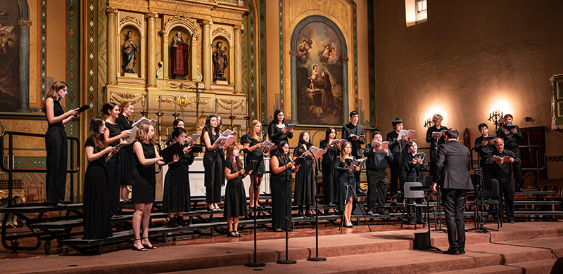 Chamber singers performing in Mission Santa Clara