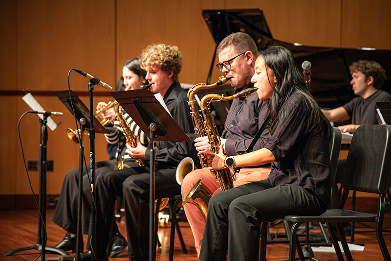 Jazz ensemble performing in the Music Recital Hall
