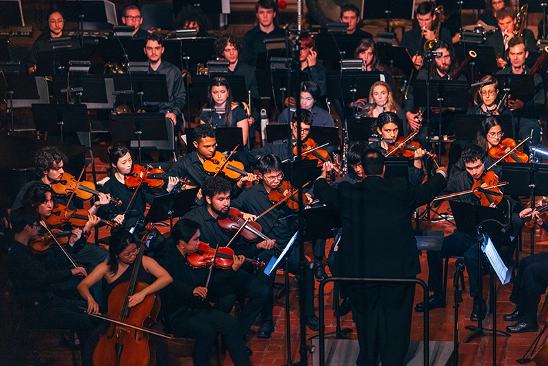 Orchestra performing in Mission Santa Clara