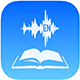 Icon with an open book and sound waves labeled EN above it.