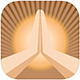 iBreviary app logo showing two hands in prayer against a radiating background.
