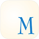 White app icon with a blue letter M.