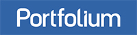 Portfolium logo on blue background