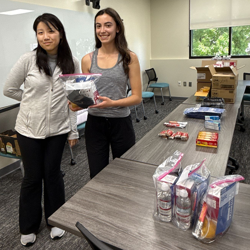 Public Health students with care kits.
