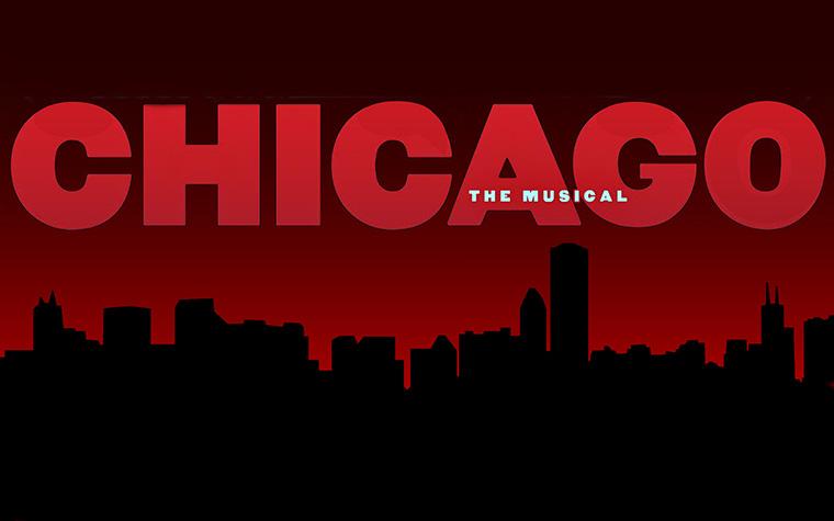 Chicago skyline silhouette with red background and CHICAGO in bold letters.