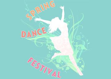 Spring Dance Festival 2018 graphic with dancer silhouette and floral elements.