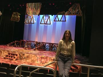 Kristin Kusanovich on the set of Emilia at Western Stage