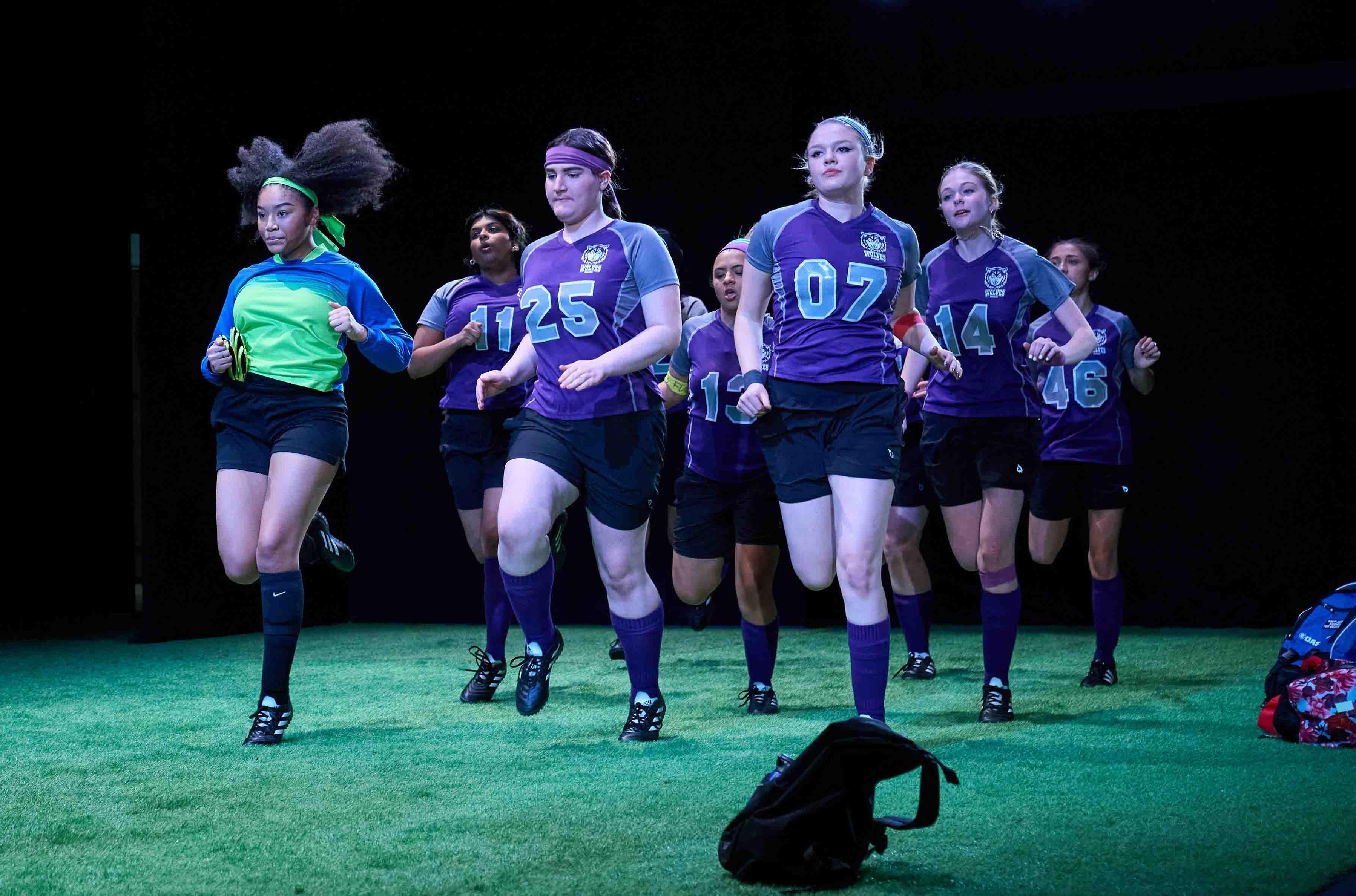 A womens soccer team in training