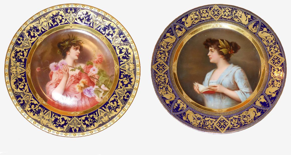 Porcelain plates from the late 18th and early 19th century given by E.V. DBerger.