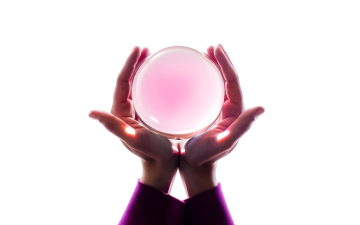 Hands holding a crystal ball.