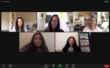Virtual meeting titled Asian American Solidarity Workshop with six participants on screen.