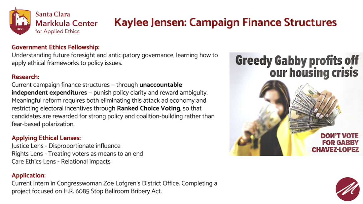 Summary of research conducted by Kaylee Jenson on the topic of Campaign Finance Structures.