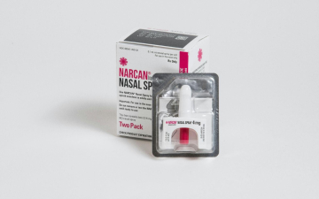A package of Narcan sitting on top of a white table. By nextdistro/Unsplash.