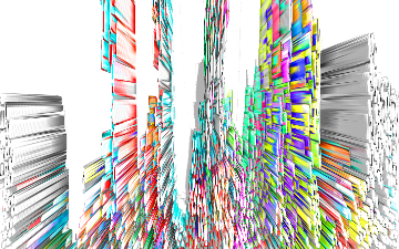 Sharp colorful lines resembling cyberspace formed as an outline of a cityscape