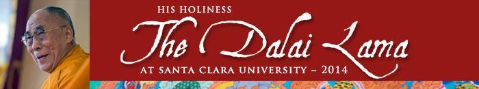 The Dalai Lama banner with an image of the Dalai Lama on a red background.