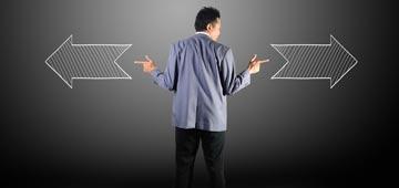 Man deciding direction 