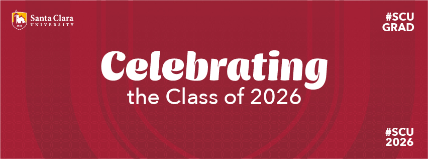 Celebrating the class of 2026 on a red shield pattern background.