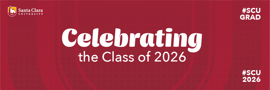 Celebrating the class of 2026 on a beige shield pattern background.