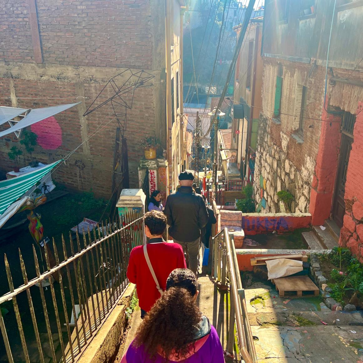 SM25 Chile - walking down stairs in city 