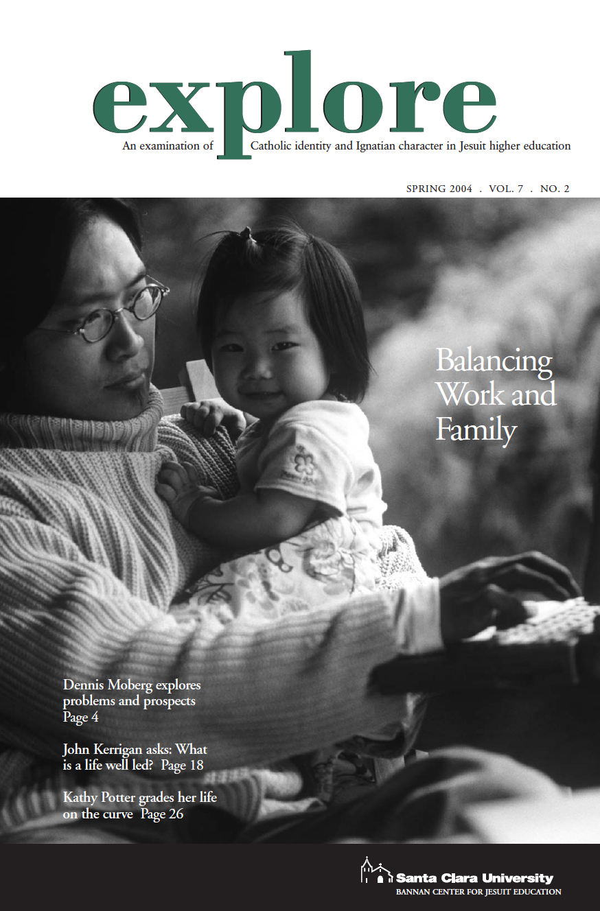Black and white cover of Explore magazine, Spring 2004 issue.
