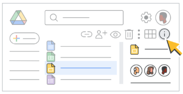 Google Docs interface with details section highlighted by a cursor.