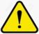 Yellow caution sign with black exclamation mark inside a triangle.