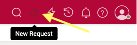 Image of the help desk system showing the location of the create new ticket button.