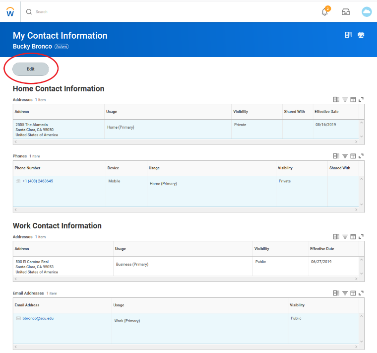 Step 6 for Faculty/Staff updating contact information