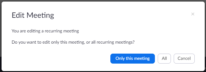 Edit Meeting prompt: This is a recurring meeting. Do you want to edit this event or all events?