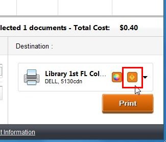 Screenshot showing a print center interface with an incompatible cartridge message.