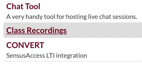 select class recordings as external tool in Camino