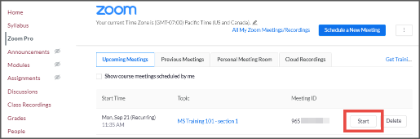 Zoom Pro account settings screen, highlighting the option to upgrade the plan.