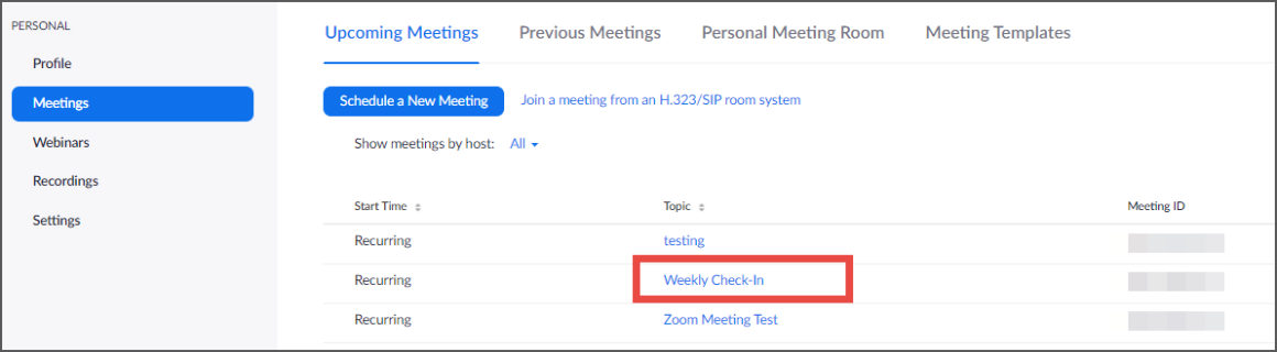 Zoom website meeting tab highlighting Request Submittal.