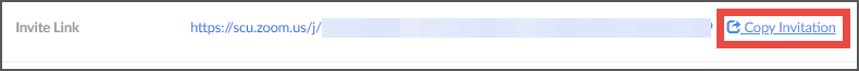 Text field showing a meeting invite link, with Copy button.