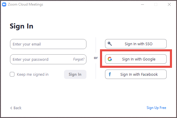 Sign-in screen with email and password fields, and Sign in with Google button highlighted.