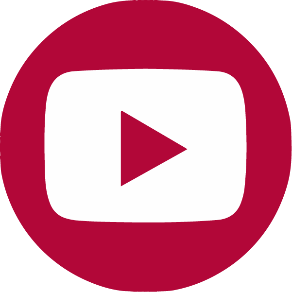 Red YouTube play button icon on a white background.