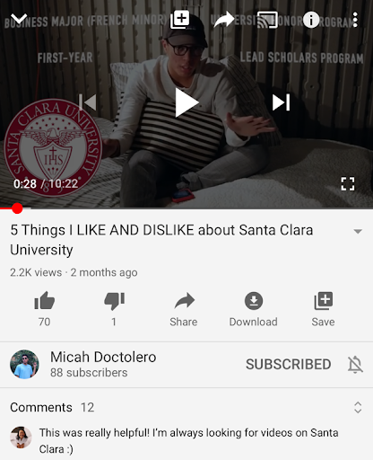 YouTube video titled 3 things it’s OKAY to be AFRAID about during labor, showing likes and comments.