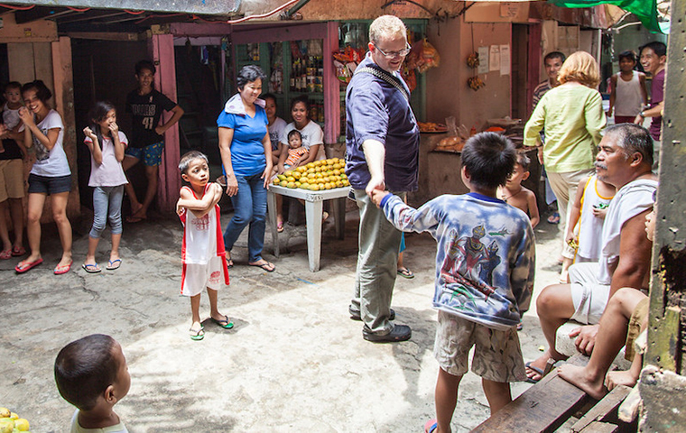 A scene of people in a town market